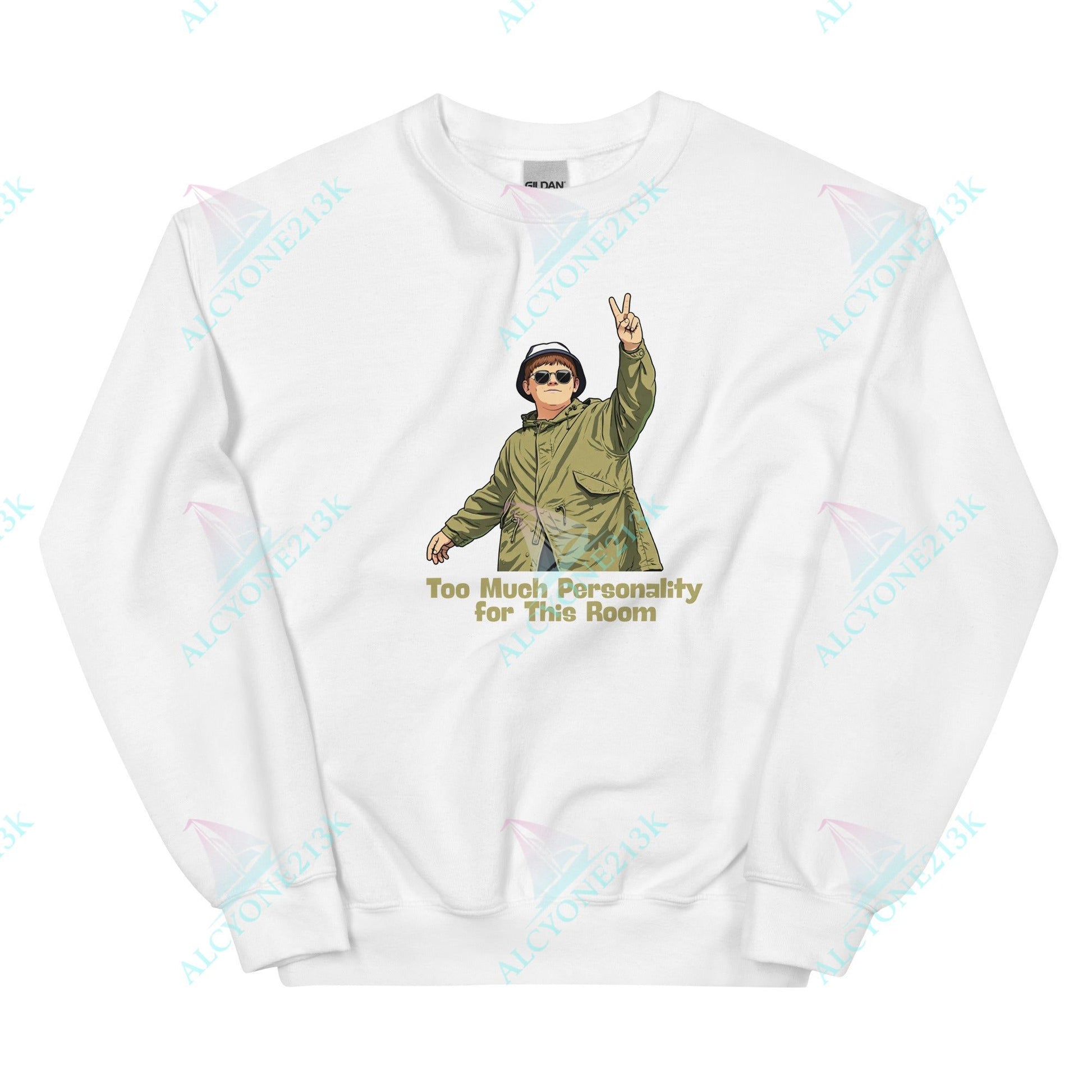 Alcyone213k Lewis Capaldi Unisex Sweatshirt - Too Much Personality - Funny Quotes White