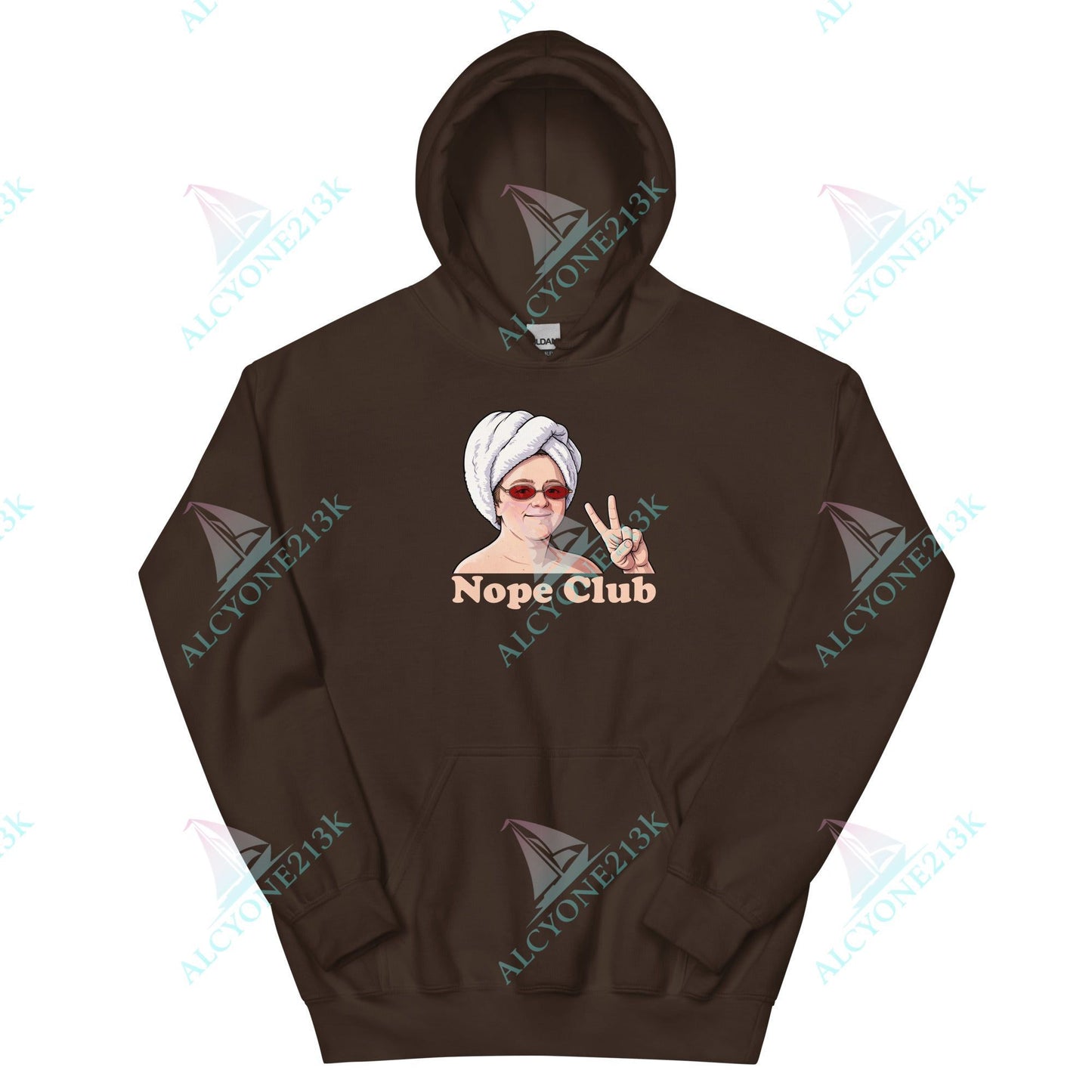 Alcyone213k Lewis Capaldi Unisex Hoodie - Nope Club - Funny Quotes Dark Chocolate