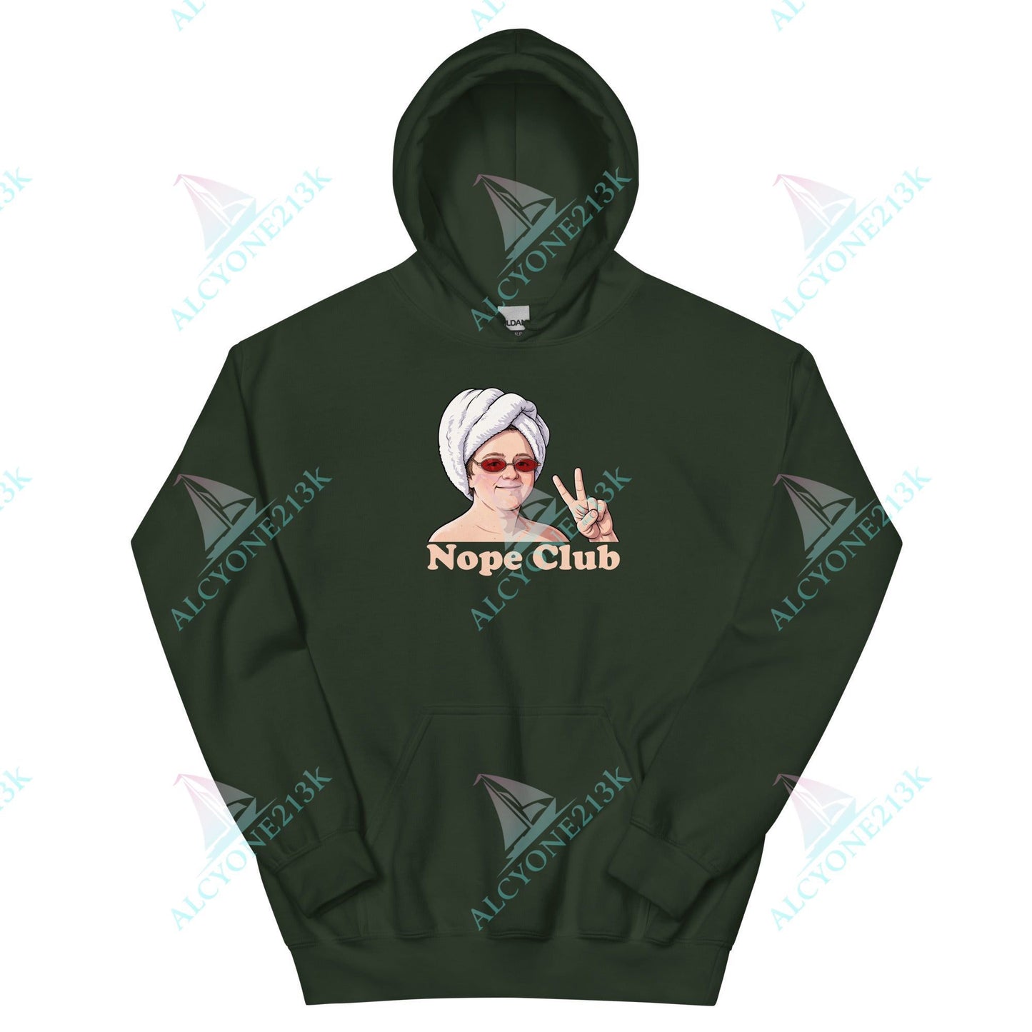 Alcyone213k Lewis Capaldi Unisex Hoodie - Nope Club - Funny Quotes Forest Green