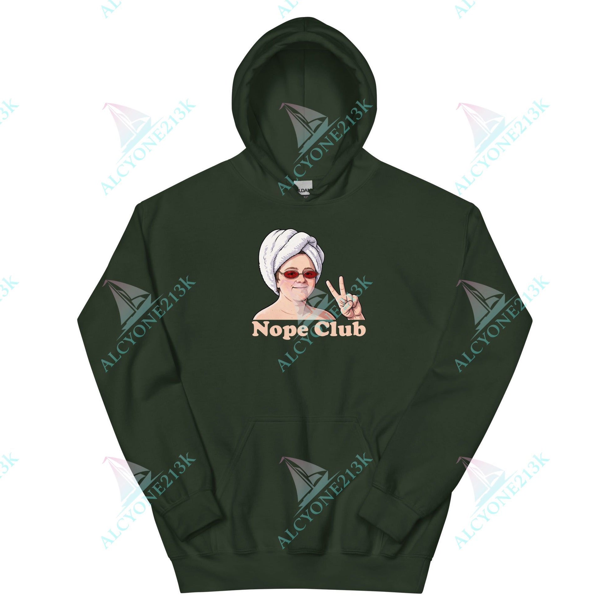 Alcyone213k Lewis Capaldi Unisex Hoodie - Nope Club - Funny Quotes Forest Green