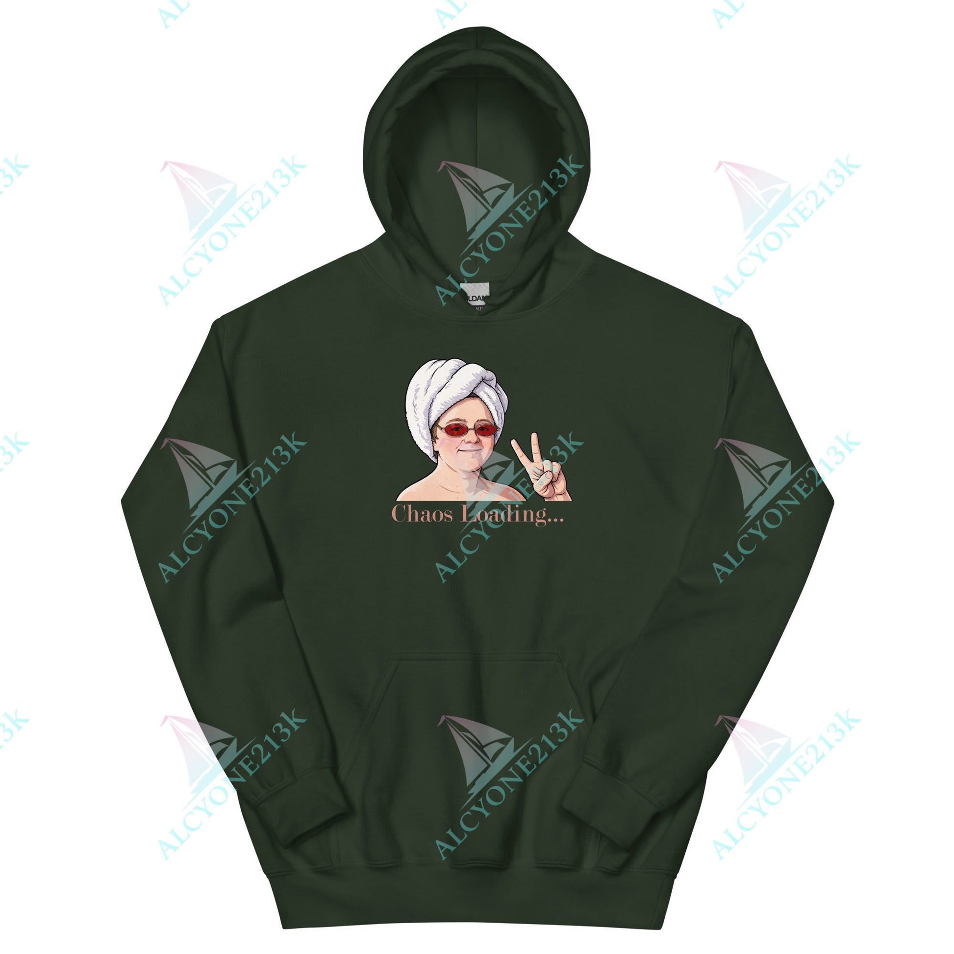 Alcyone213k Lewis Capaldi Unisex Hoodie - Chaos Loading - Funny Quotes Forest Green
