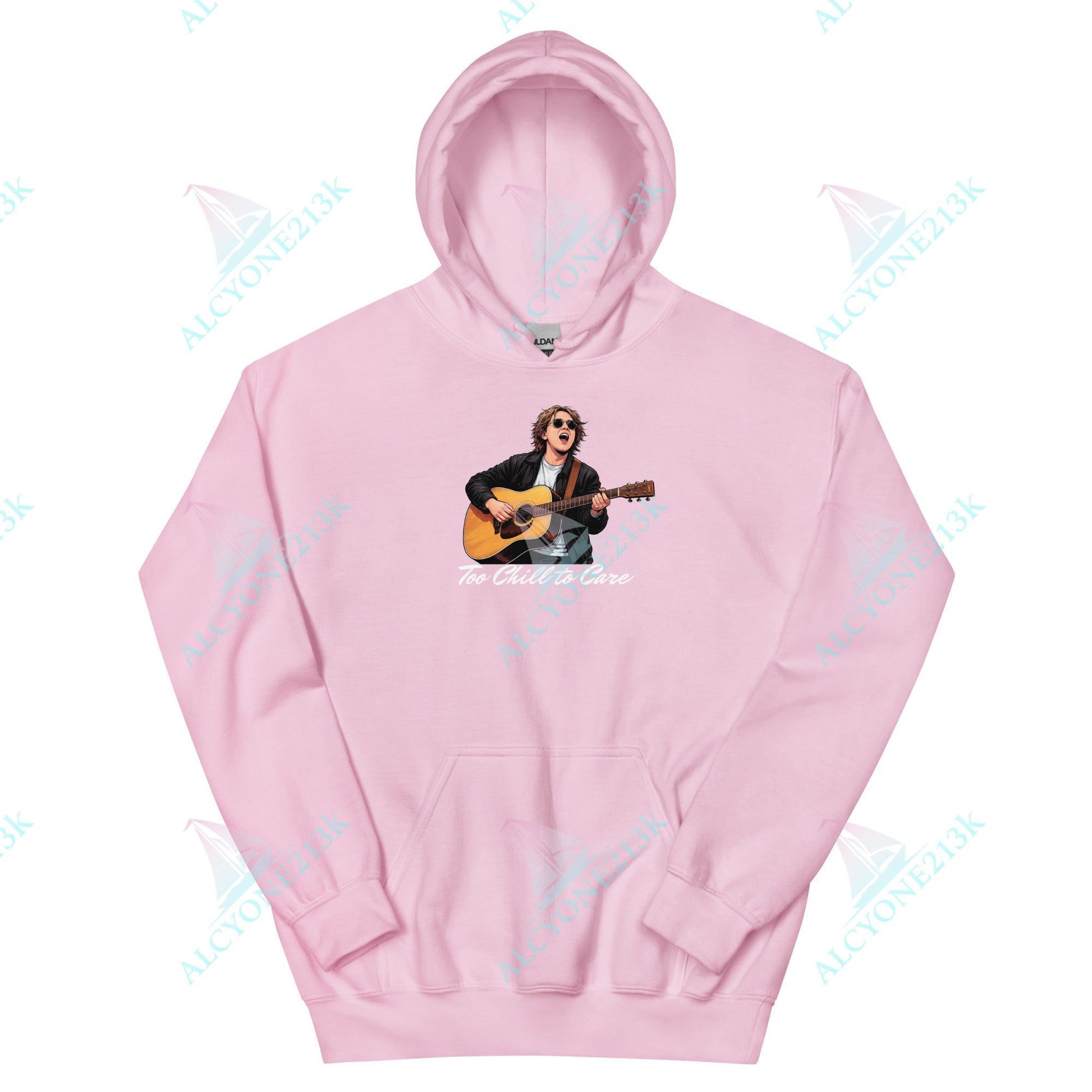 Alcyone213k Lewis Capaldi Unisex Hoodie - To Chill To Care - Funny Quotes Light Pink