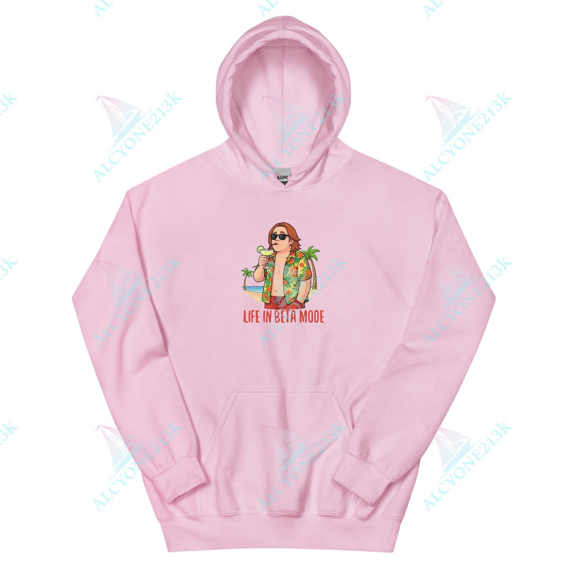 Alcyone213k Lewis Capaldi Unisex Hoodie - Life In Beta Mode - Funny Quotes Light Pink