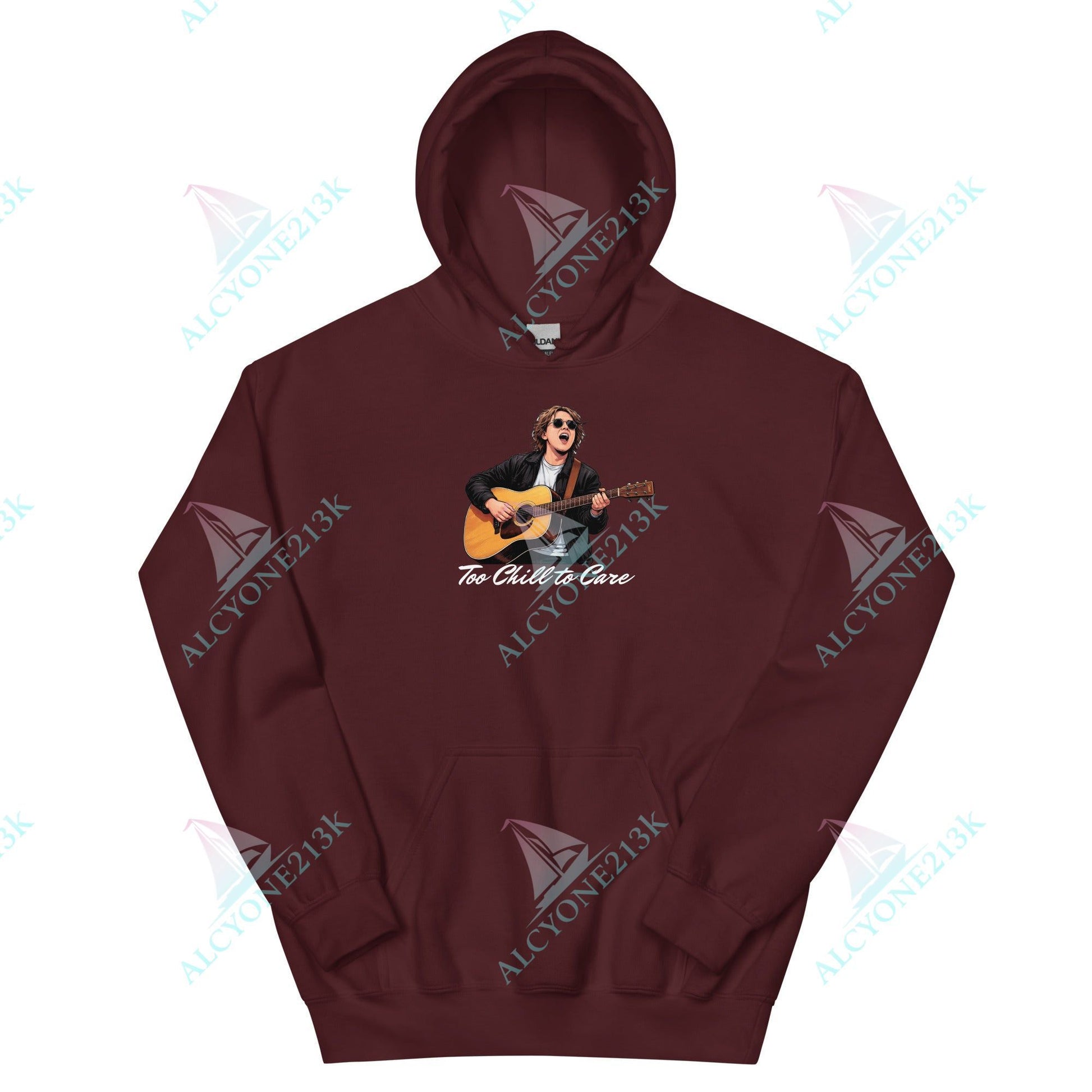 Alcyone213k Lewis Capaldi Unisex Hoodie - To Chill To Care - Funny Quotes Maroon