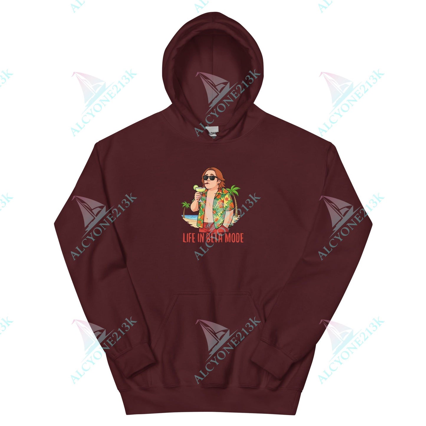 Alcyone213k Lewis Capaldi Unisex Hoodie - Life In Beta Mode - Funny Quotes Maroon