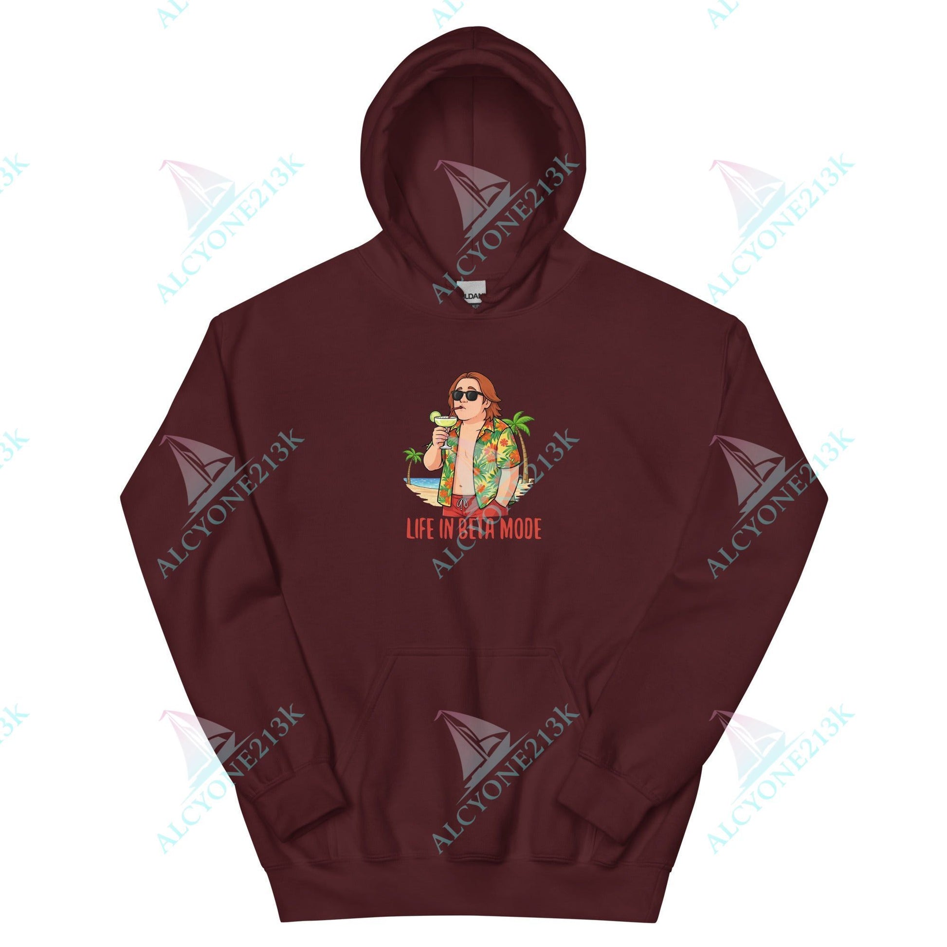 Alcyone213k Lewis Capaldi Unisex Hoodie - Life In Beta Mode - Funny Quotes Maroon