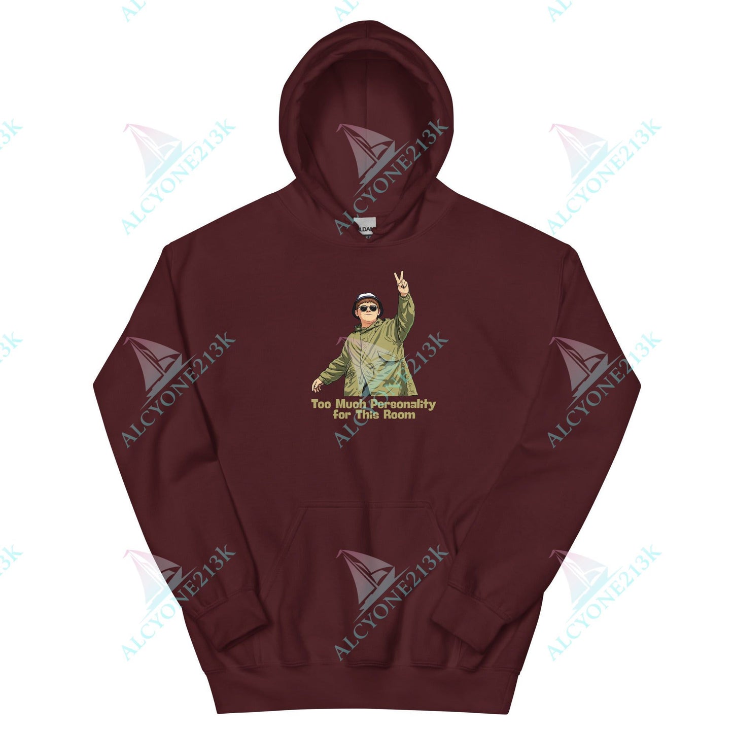 Alcyone213k Lewis Capaldi Unisex Hoodie - Too Much Personality - Funny Quotes Maroon