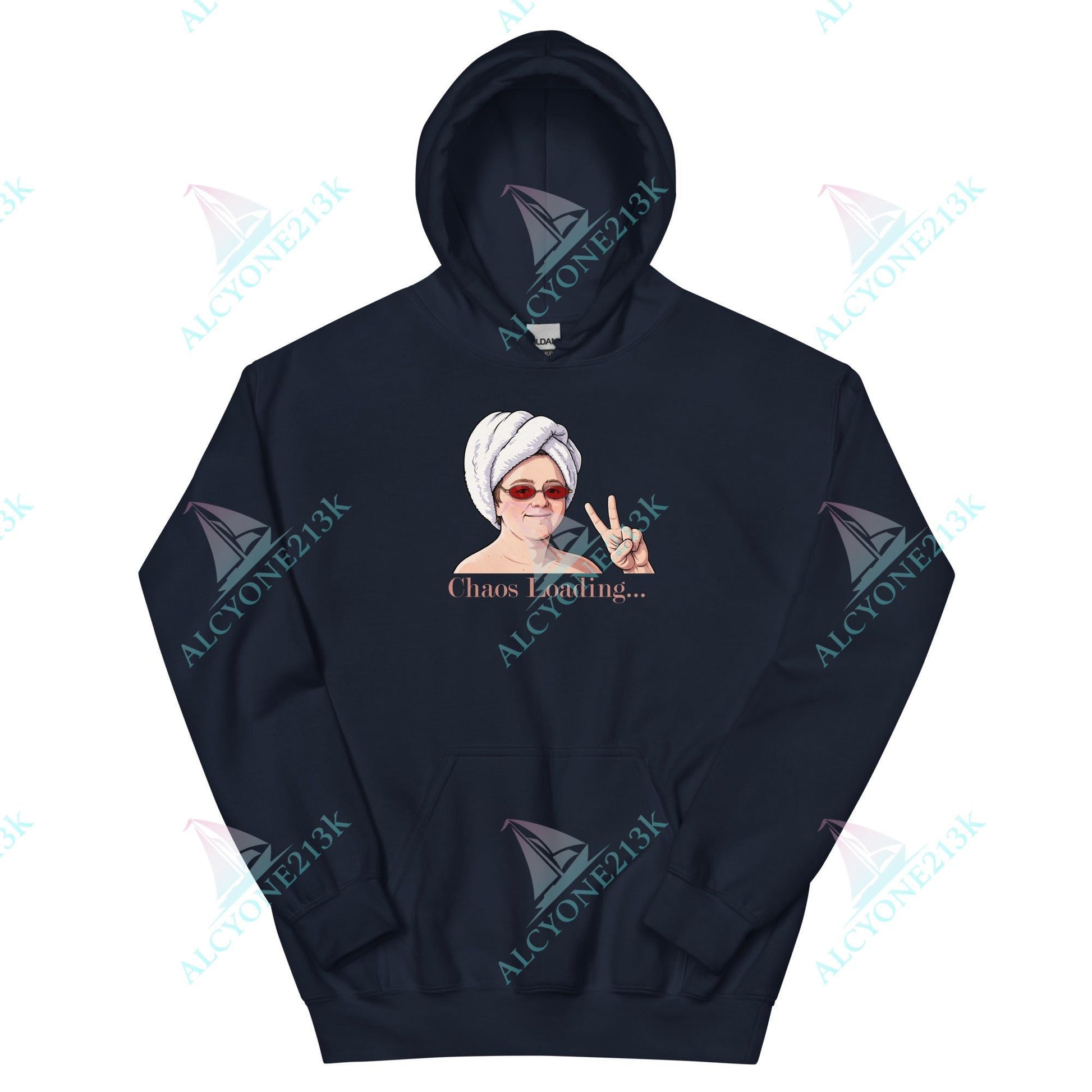 Alcyone213k Lewis Capaldi Unisex Hoodie - Chaos Loading - Funny Quotes Navy
