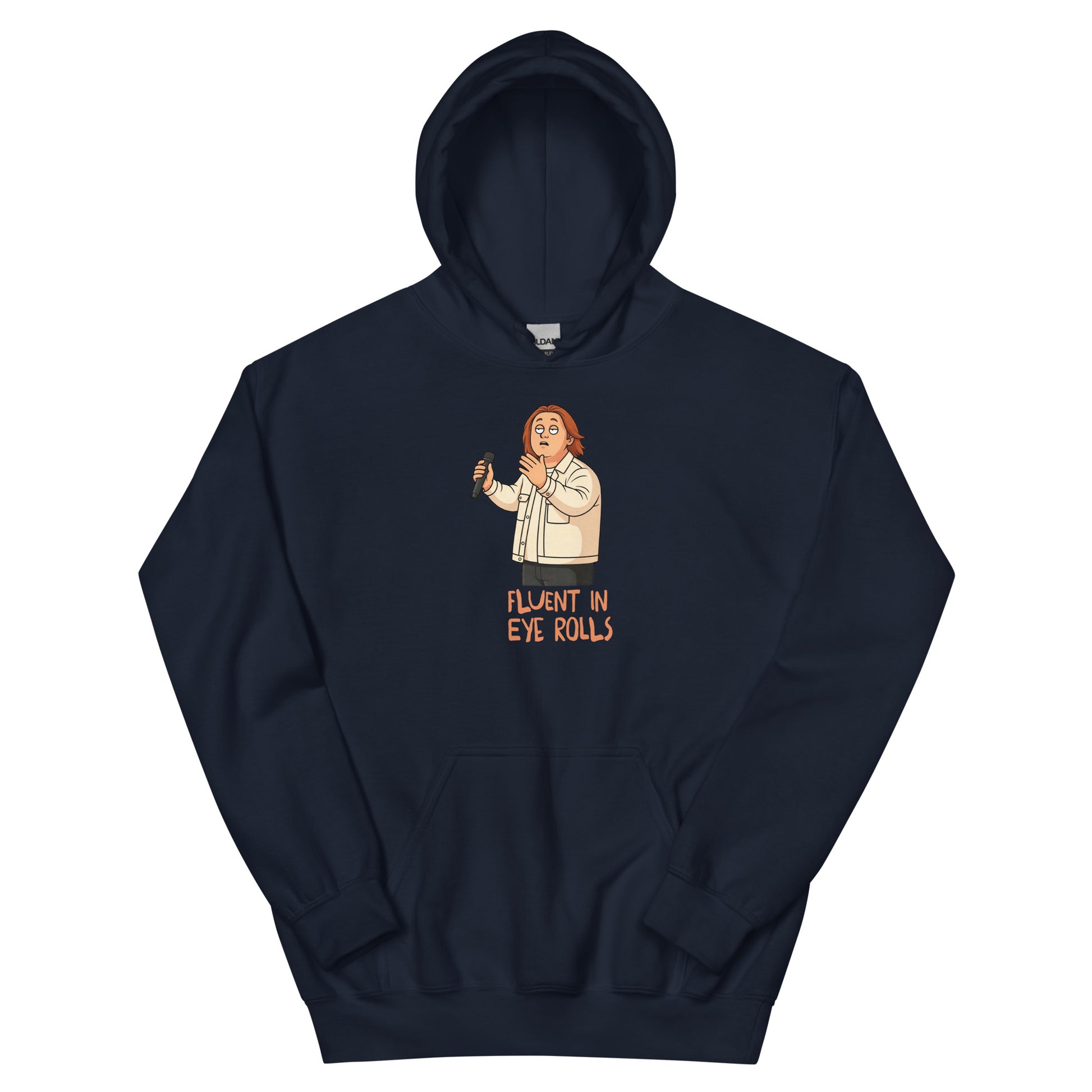 Alcyone213k Lewis Capaldi Unisex Hoodie - Fluent In Eye Rolls - Funny Quotes Navy