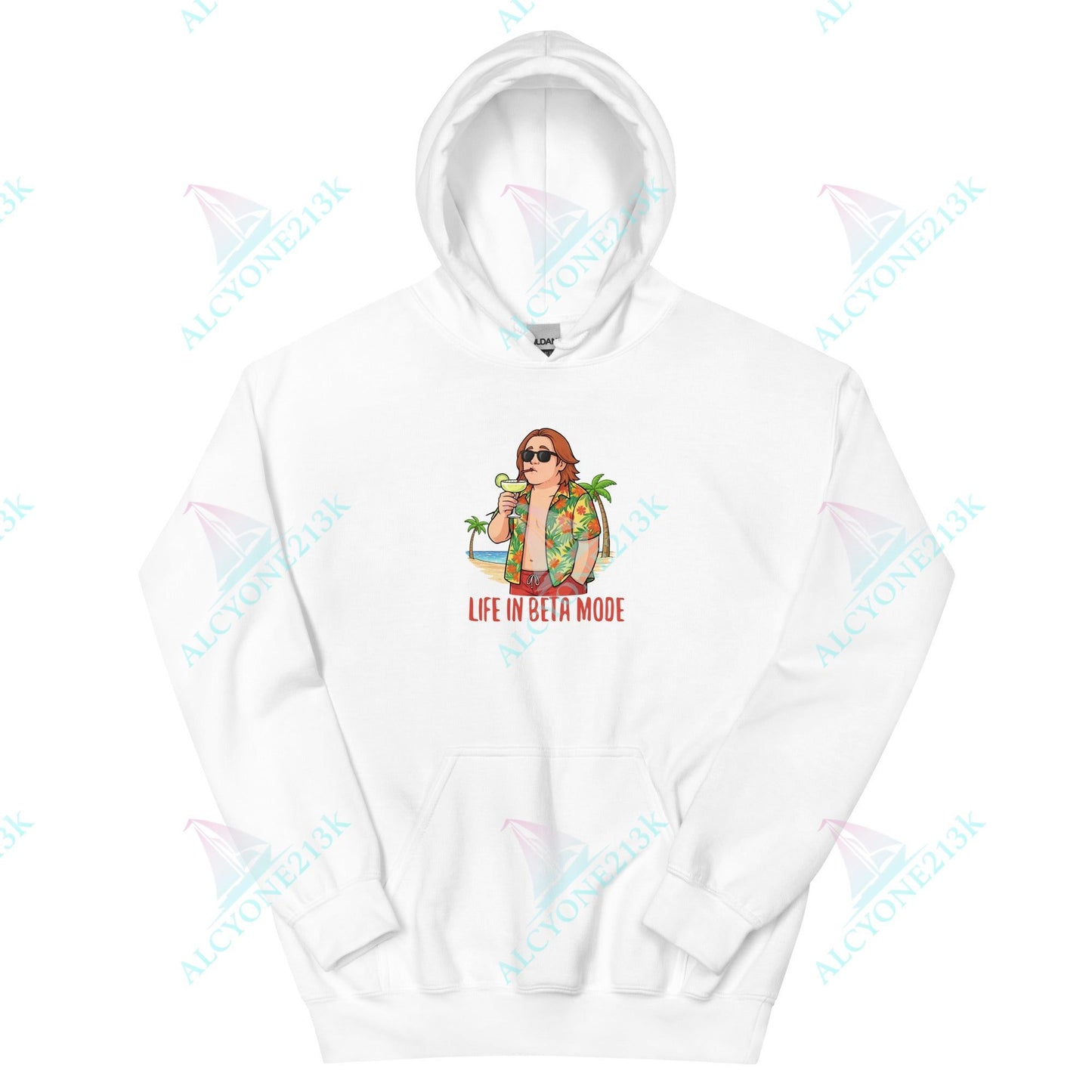 Alcyone213k Lewis Capaldi Unisex Hoodie - Life In Beta Mode - Funny Quotes White