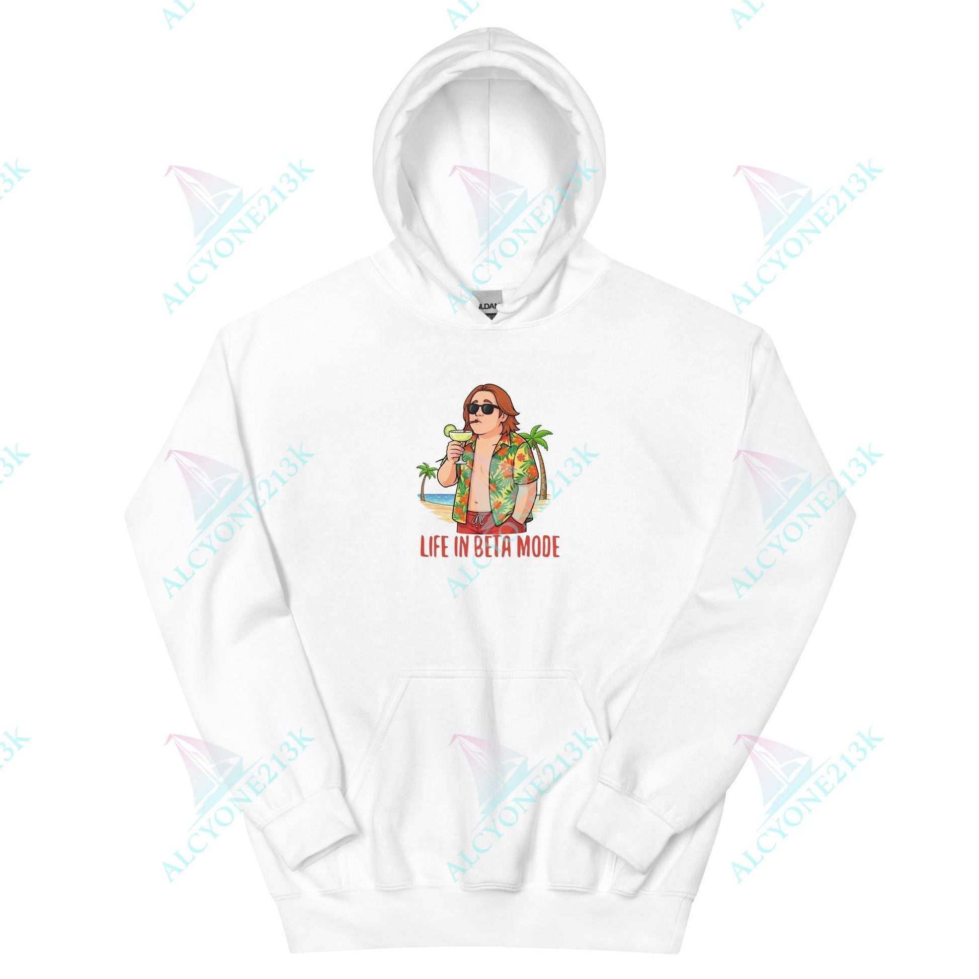 Alcyone213k Lewis Capaldi Unisex Hoodie - Life In Beta Mode - Funny Quotes White
