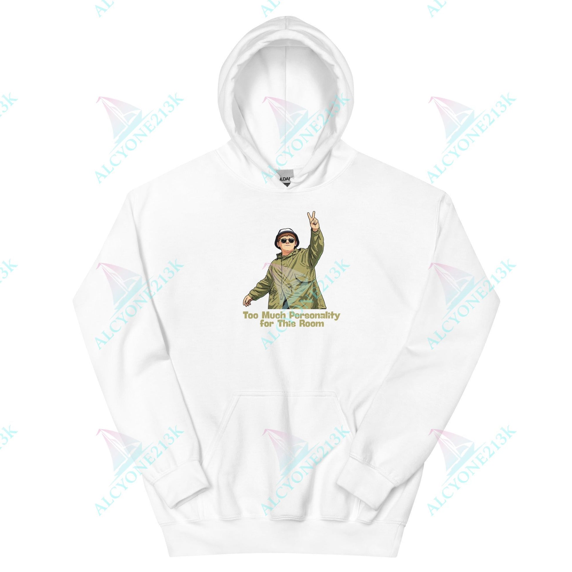 Alcyone213k Lewis Capaldi Unisex Hoodie - Too Much Personality - Funny Quotes White