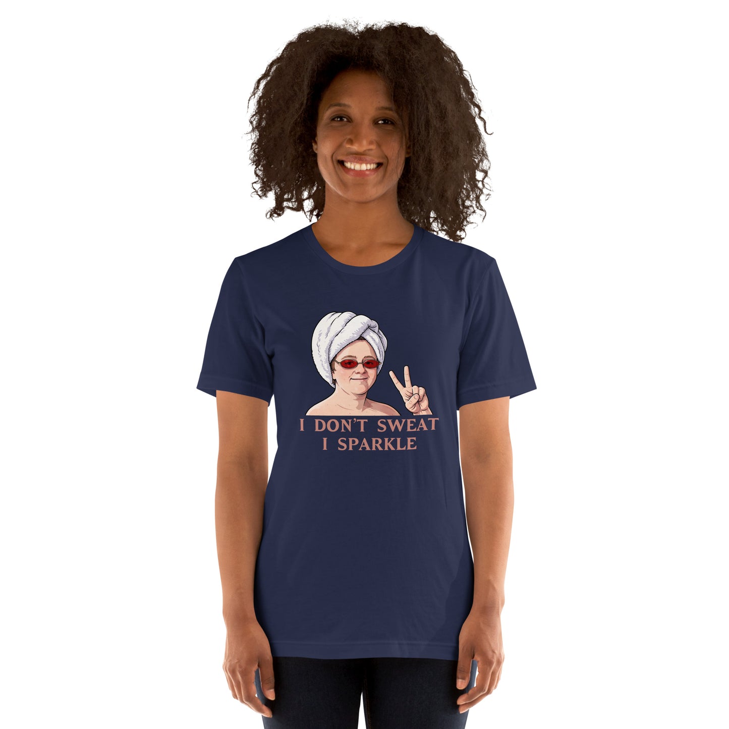 Alcyone213k Lewis Capaldi Unisex T-Shirt - I Don't Sweat I Sparkle - Funny Quotes Navy